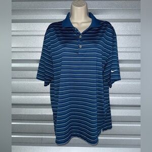 Men’s NIKE Golf Tour Performance DRI-Fit Blue Striped Polo Golf Shirt Size Large
